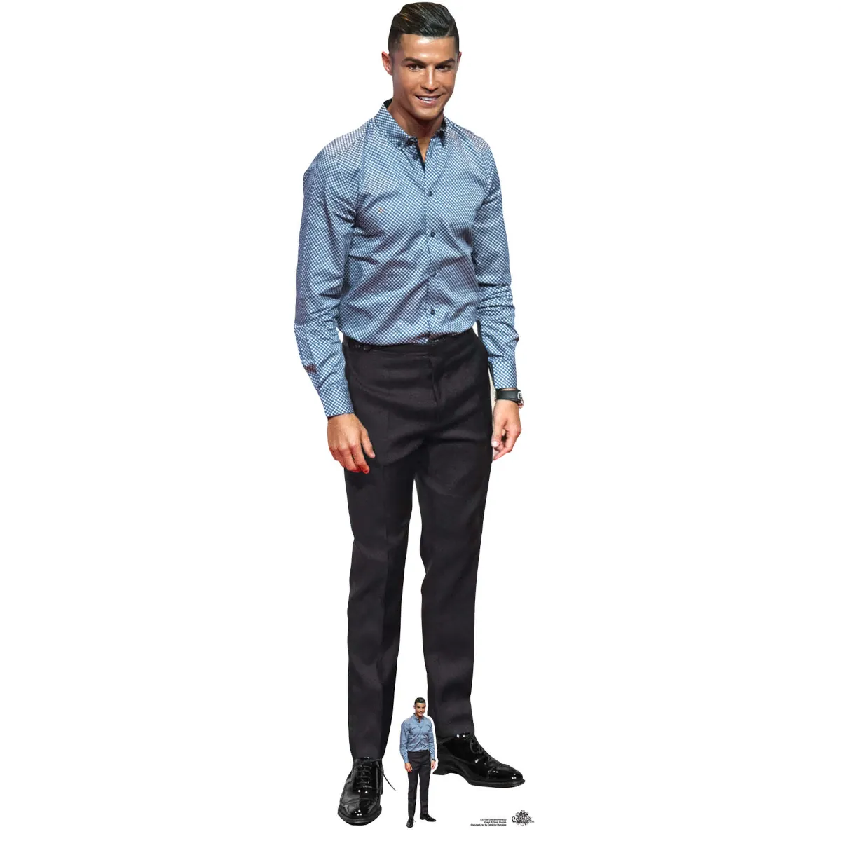 CS1138 Cristiano Ronaldo 'Blue Shirt' (Portuguese Footballer) Lifesize + Mini Cardboard Cutout Standee Front