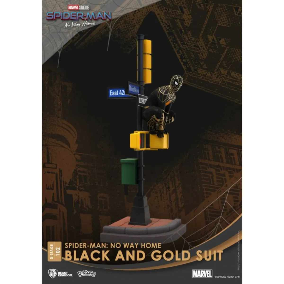 DS-102 Marvel D-Stage 15cm Spider-Man No Way Home Black And Gold Suit PVC Diorama 2