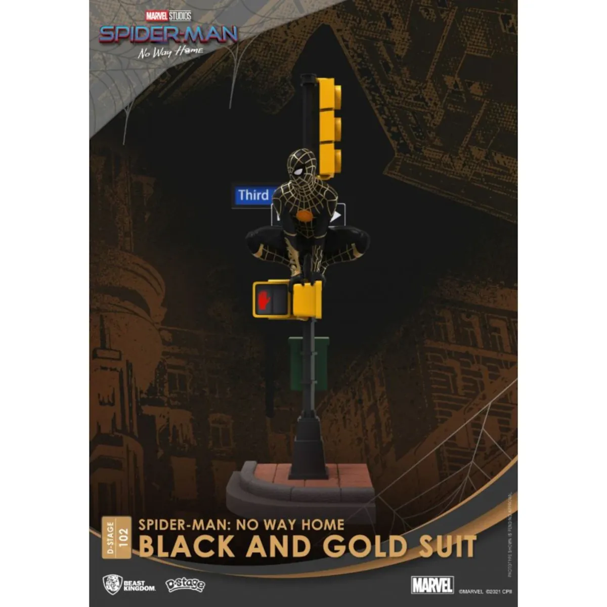 DS-102 Marvel D-Stage 15cm Spider-Man No Way Home Black And Gold Suit PVC Diorama