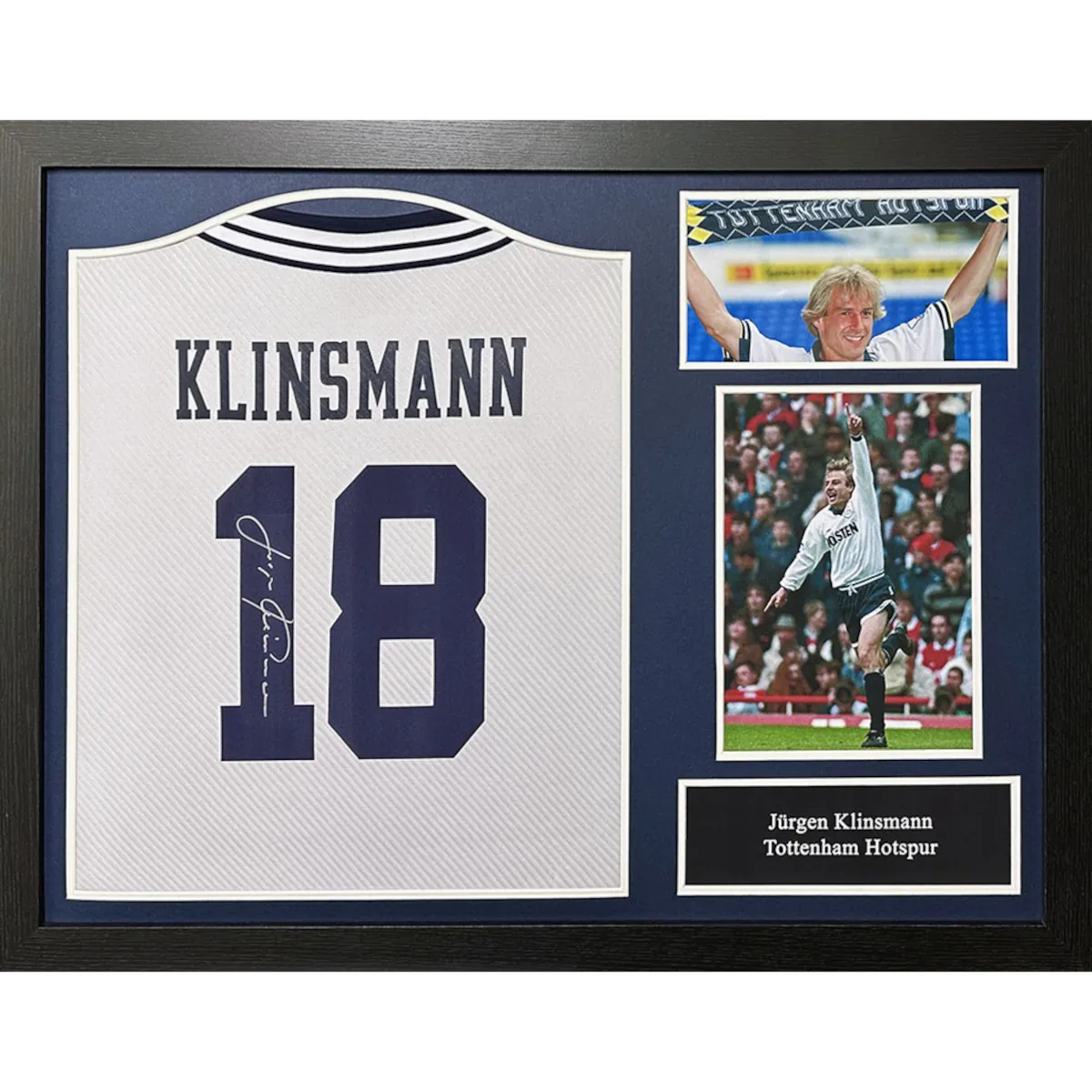 TM-02729 Tottenham Hotspur F.C. Jurgen Klinsmann Framed Signed 1994 Replica Football Shirt
