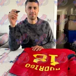 TM-04989 Spain Rodri Framed Signed 2022-2023 Season Replica Football Shirt 2